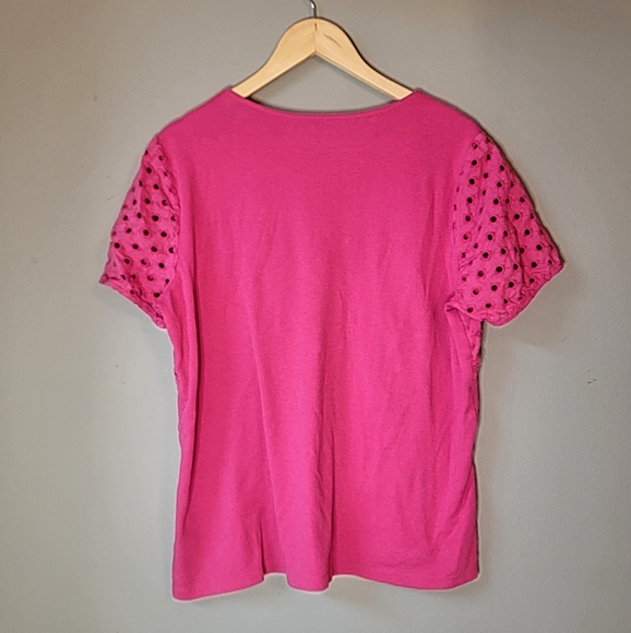 3/$15 ๐ Rebecca Malone Pink Crew Neck Blouse XL - Picture 2 of 3